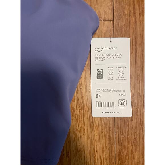 NWT Athleta Conscious Crop Train Top Purple Logo Front Large Yoga Barre Pilates - Picture 5 of 7